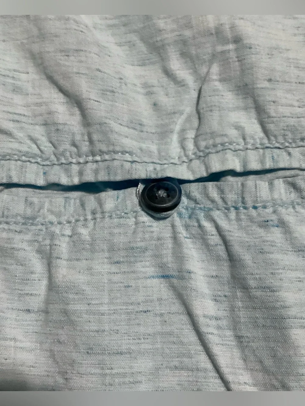 Denim & Flower Men’s Shirt, Short Sleeve Blue Ticking Stripe Cotton Blend Size S